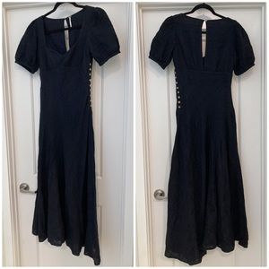 Free People Black Button Side Maxi Dress